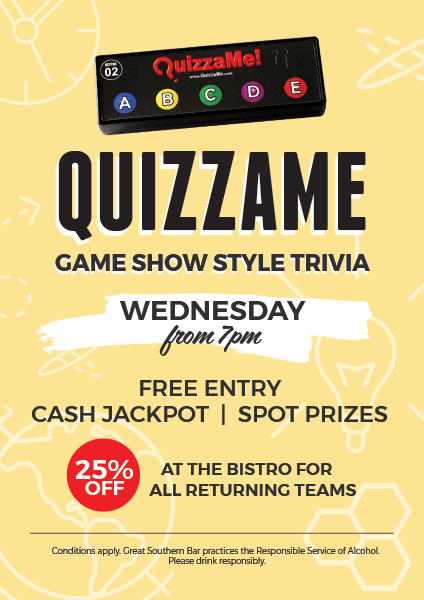 Quizzame Weekly Trivia Night - Great Southern Bar